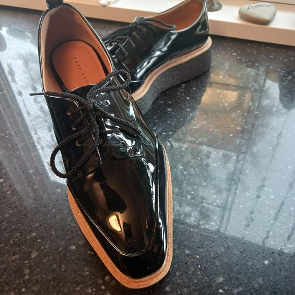 ZARA Platform Lace- Up Derby Shoes - Picture 3 of 8